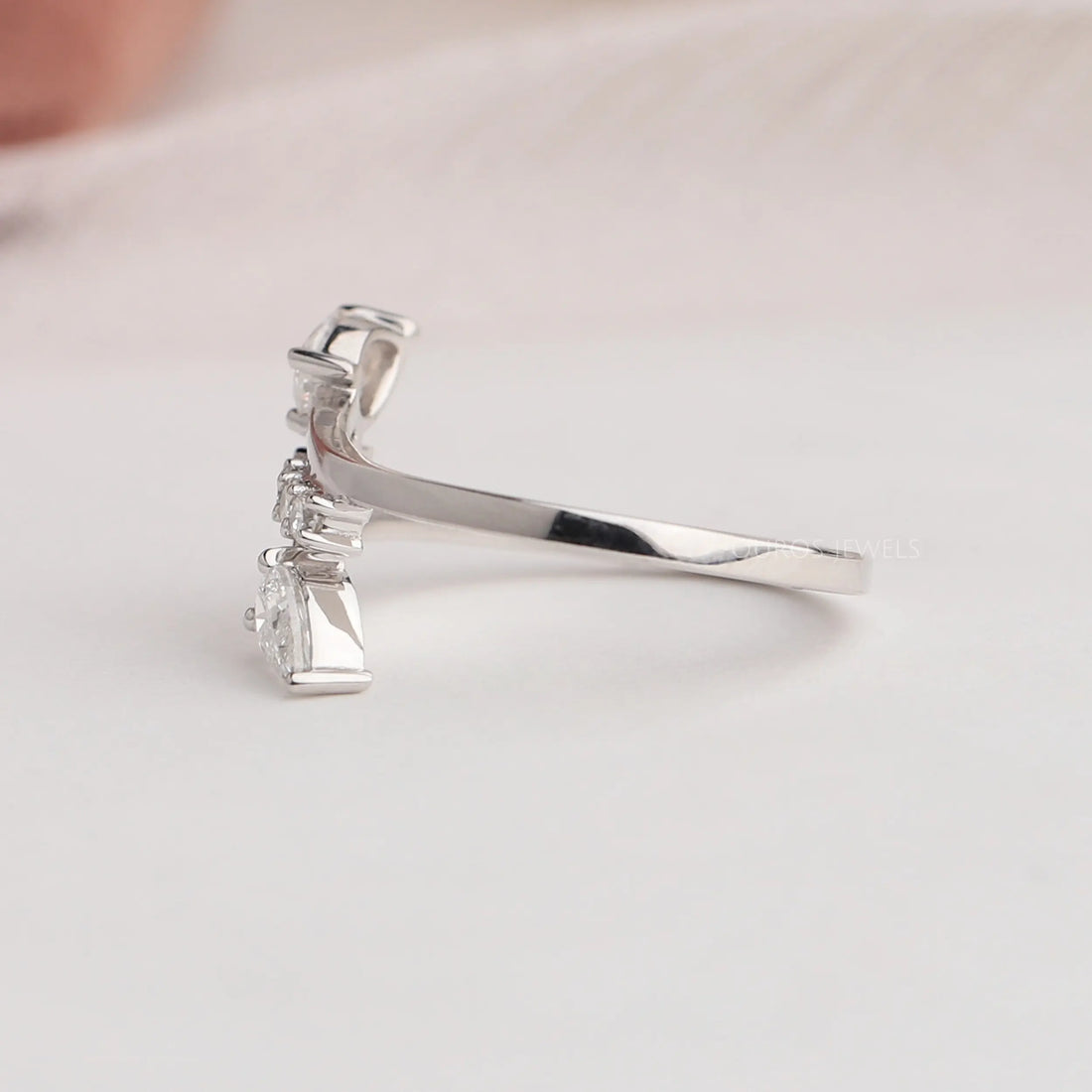 Pear And Round Cut Cluster Diamond Bypass Ring