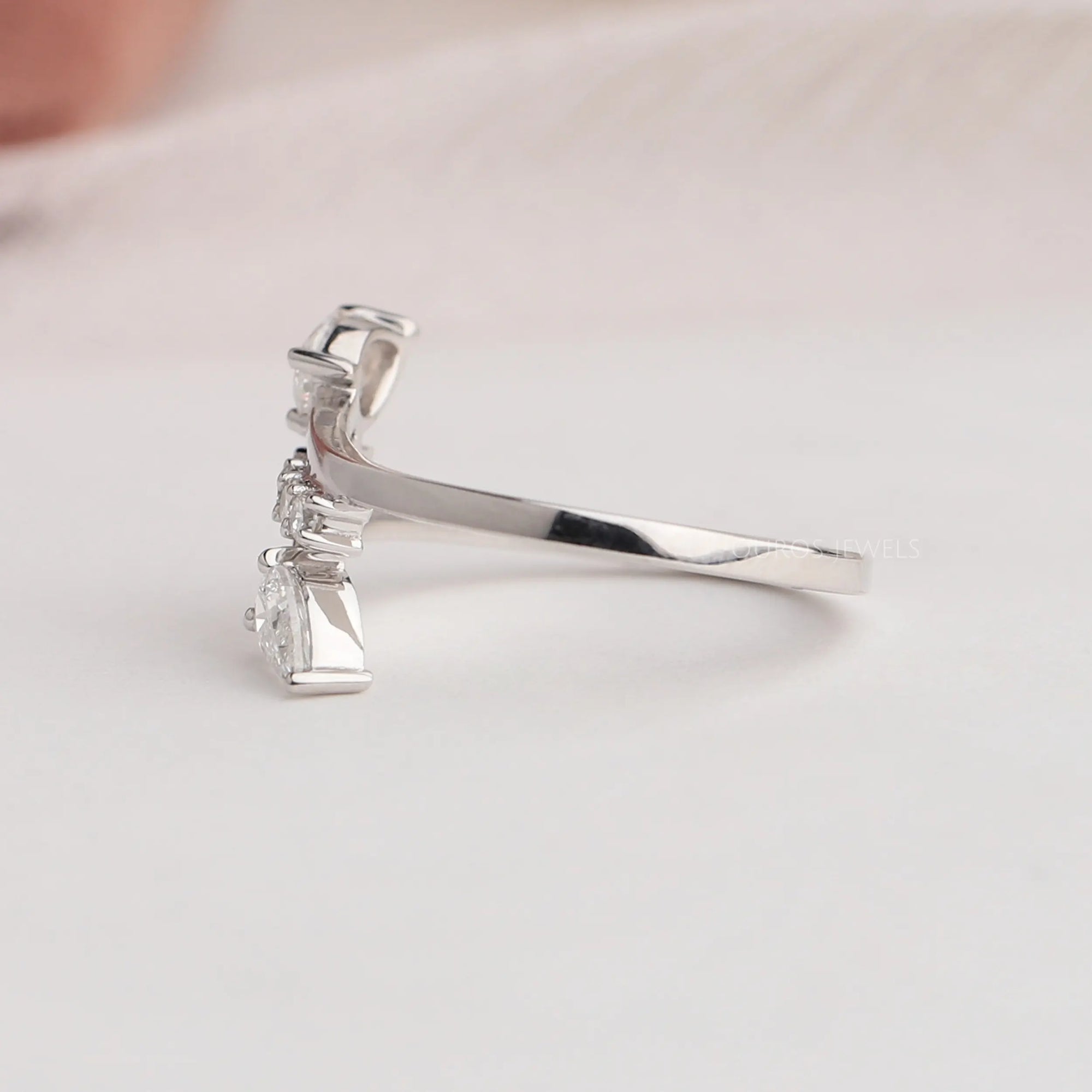 Pear And Round Cut Cluster Diamond Bypass Ring
