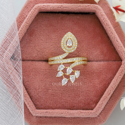 [Pear Diamond Bypass Engagement Ring]-[Ouros Jewels]