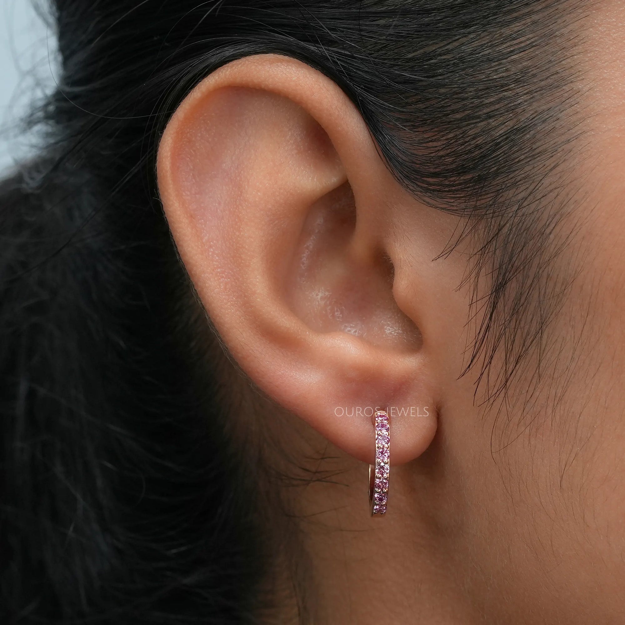 Fancy Round Cut Lab Grown Diamond Hoop Huggie Earrings Earring