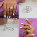 collage's of radiant cut diamond halo engagement ring white gold