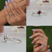 collages of red oval-cut lab-grown diamond bypass colored wedding band