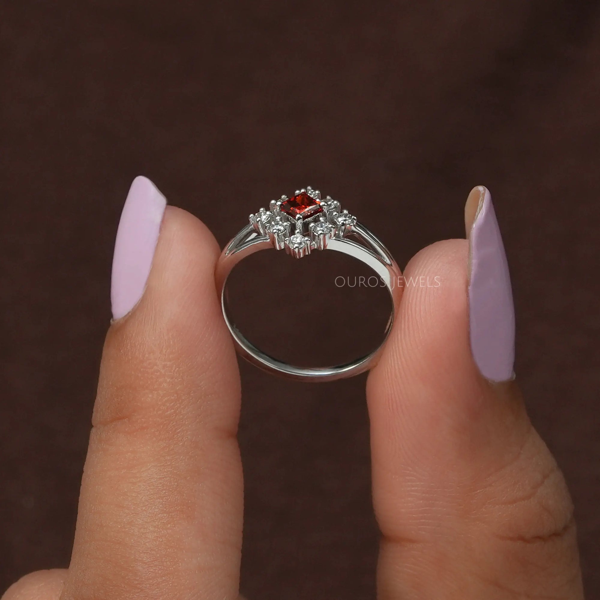 Red Princess Diamond Dainty Ring