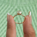 close view of rose cut lab diamond 6 prong solitaire engagement ring