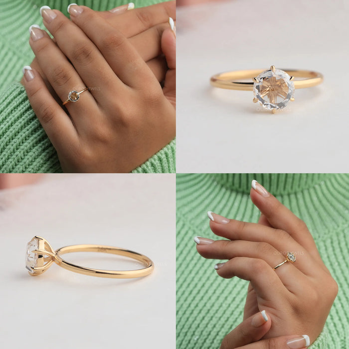 collage's of rose cut lab diamond 6 prong solitaire engagement ring