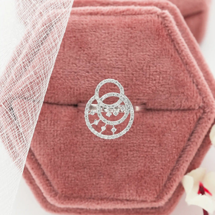 In box look of round cut eco friendly cluster diamond wedding ring