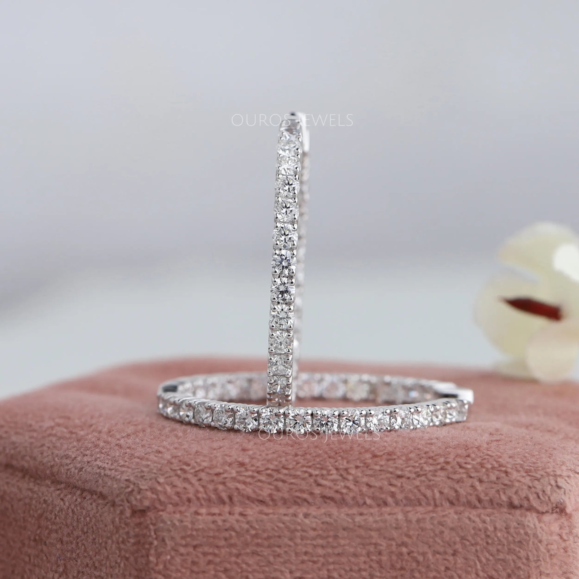 Round Diamond Inside Out Hoop Earrings Earring