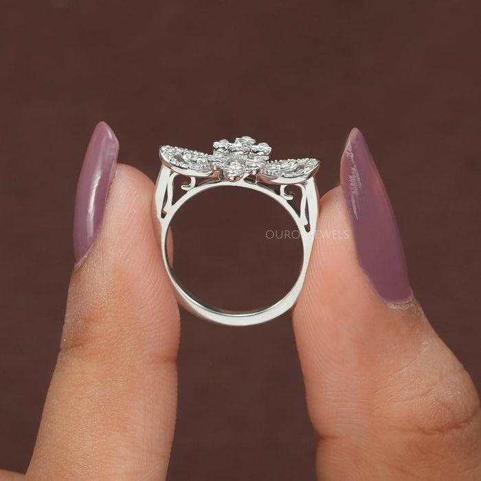 [Cluster Engagement Ring with Round Diamonds]-[Ouros Jewels]