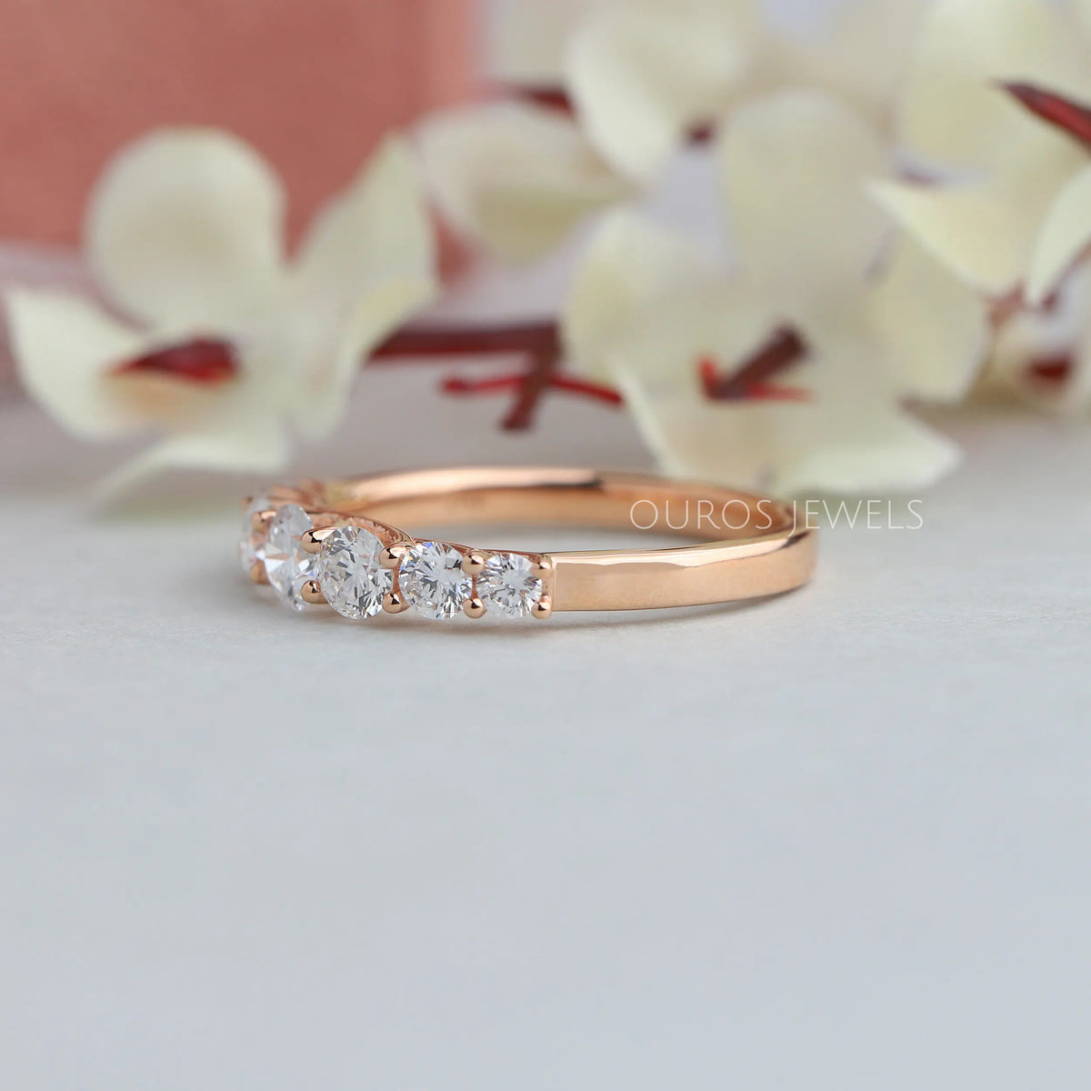 Round Cut Half Eternity Band Rings