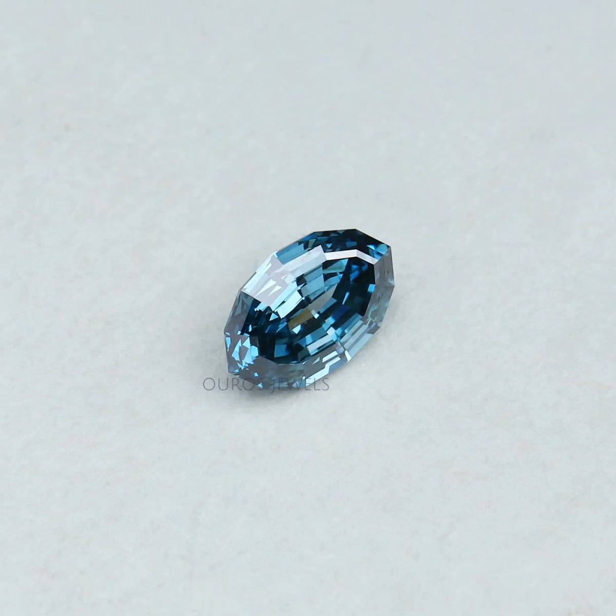 1.03 Carat Step Cut Blue Oval Lab Grown Diamond Loose