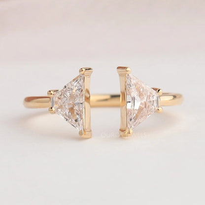 Antique Shape Trapezoid Cut Two Stone Open Cuff Ring Rings