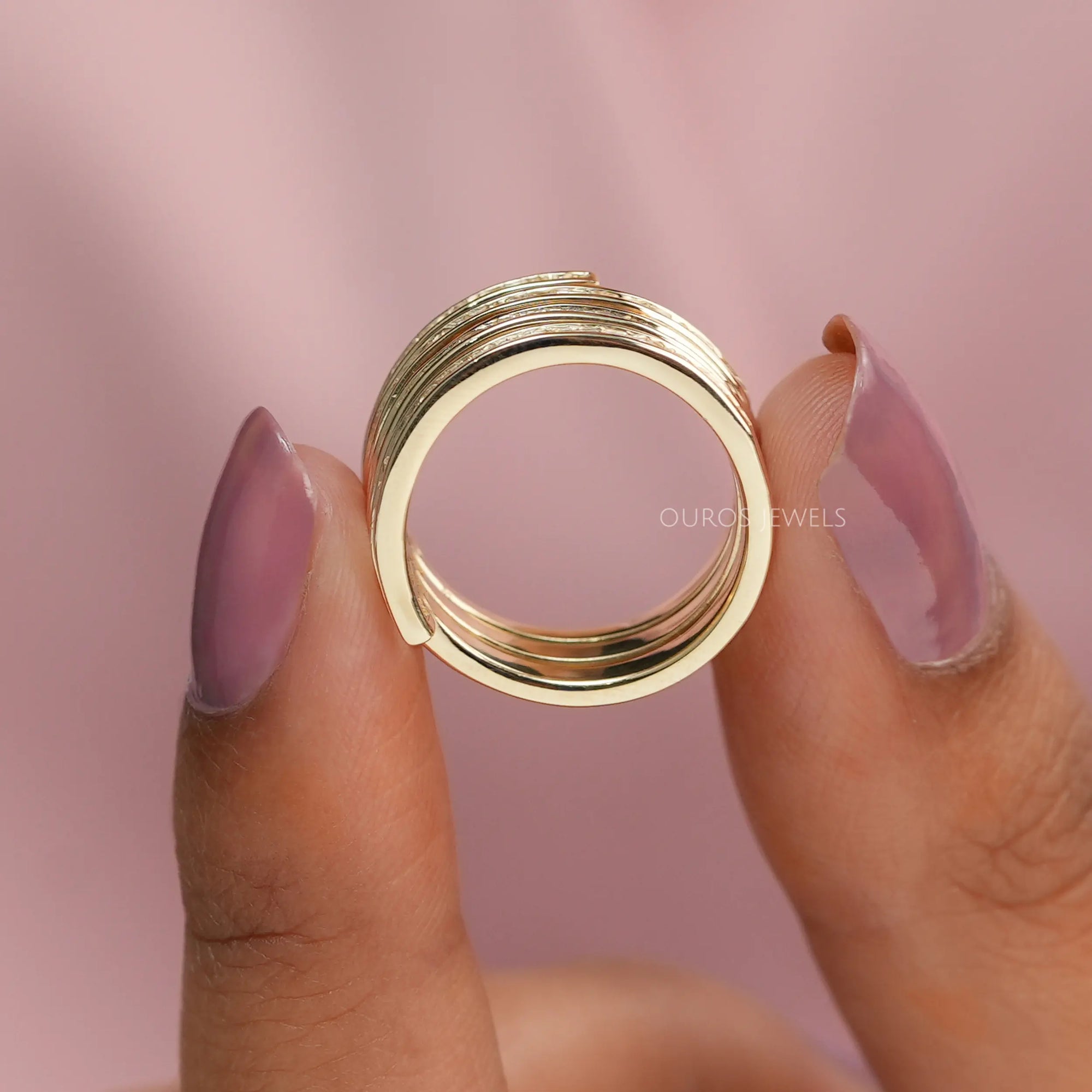 4 Row Baguette Diamond Wedding Band