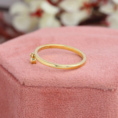 Bezel Set Round Diamond Dangle Ring Rings