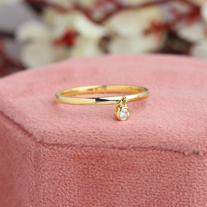 Bezel Set Round Diamond Dangle Ring Rings