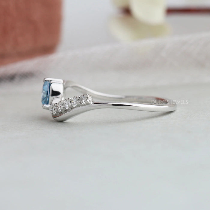[Side View of Blue Heart Bypass Ring]-[Ouros Jewels]