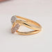 side view of round lab diamond cuban link cluster engagement ring on fabric