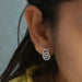 round shaped man made diamond stud earrings crystal on ear