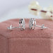close view of round shaped man made crystal diamond stud earrings
