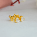 side view of heart shaped lab-grown diamond stud earrings gold