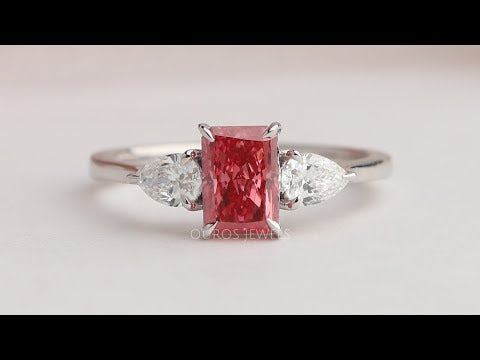 Youtube video of fancy pink radiant cut lab diamond engagement ring