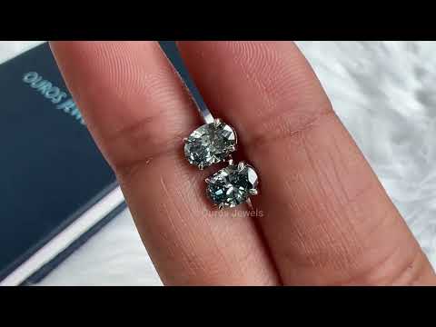 [Youtube Video of Blue Cushion Cut Lab Diamond Stud Earrings]-[Ouros Jewels]