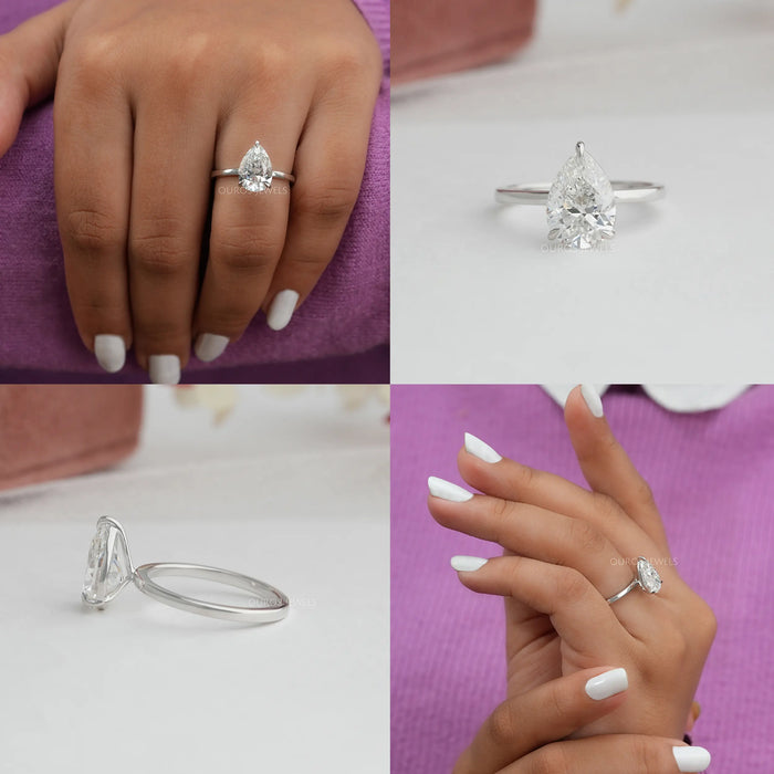collage's of pear cut certified diamond solitaire engagement ring