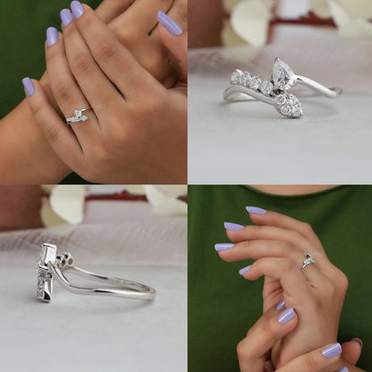 Pear Diamond Bypass Anniversary Ring Rings