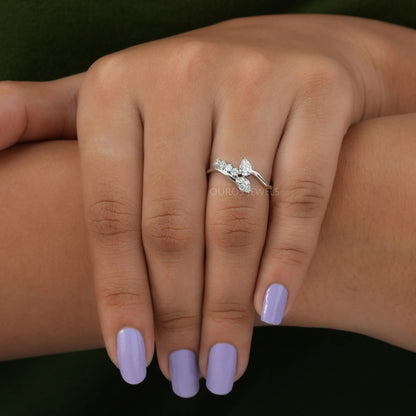 Pear Diamond Bypass Anniversary Ring Rings