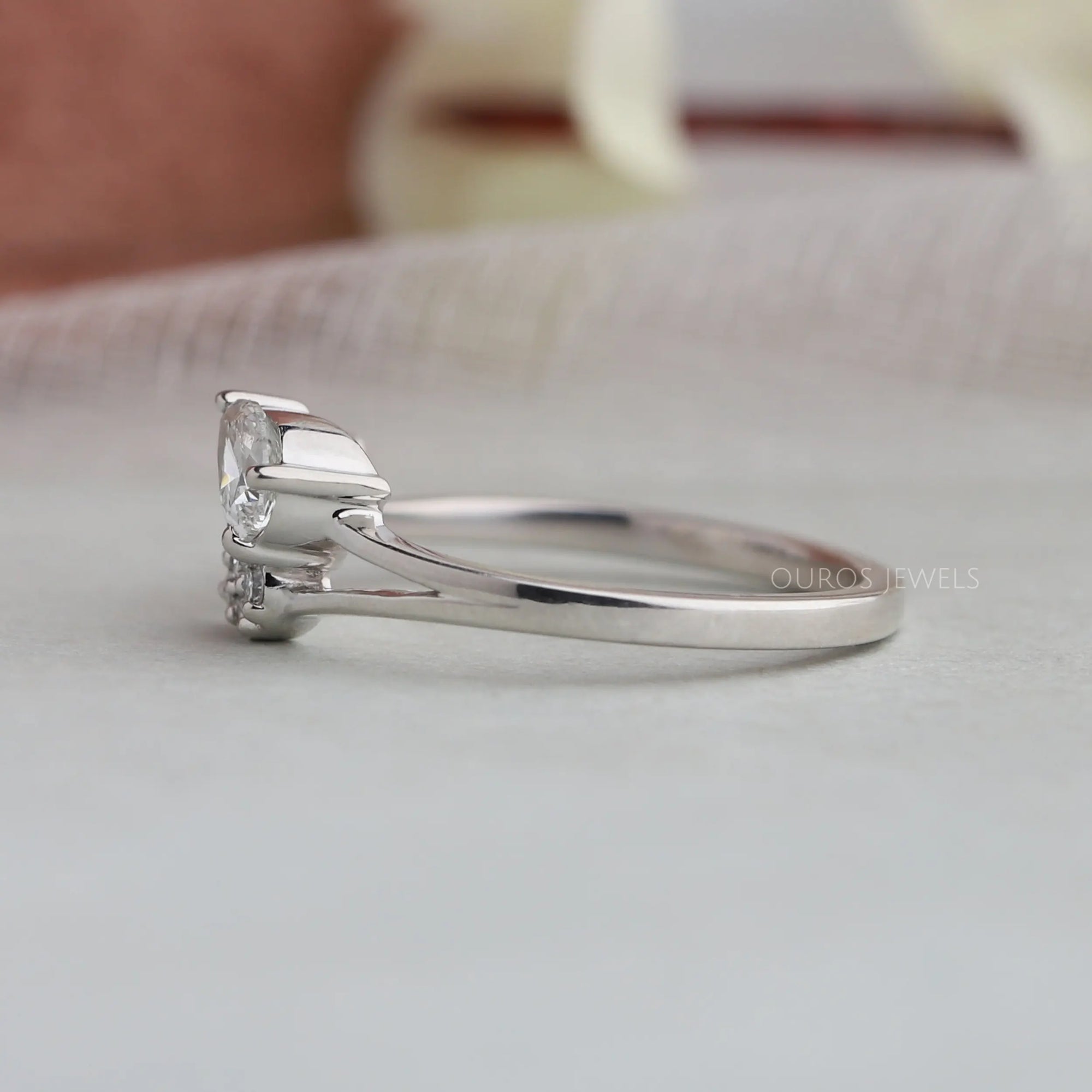 Pear Diamond Leaf Open Cuff Wedding Ring Rings