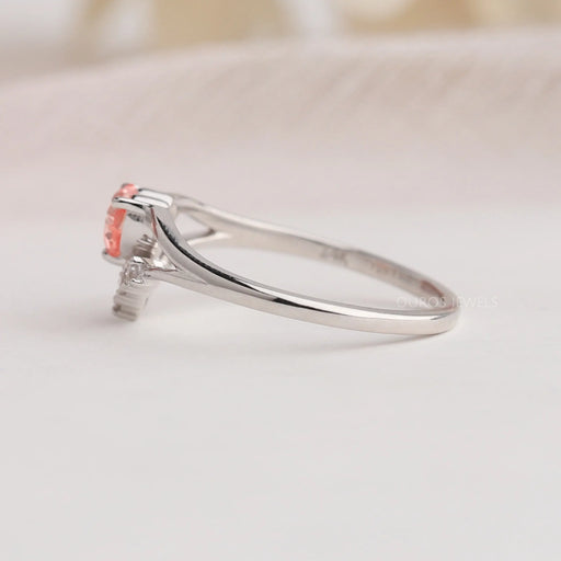 14k white gold split shank of pink heart engagement ring