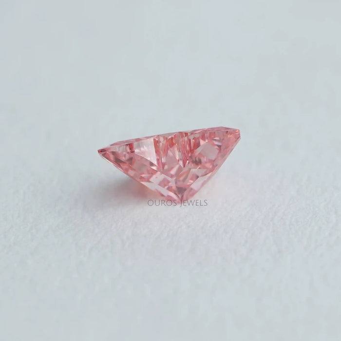 side view of 0.50 carat pink butterfly cut lab created loose diamond