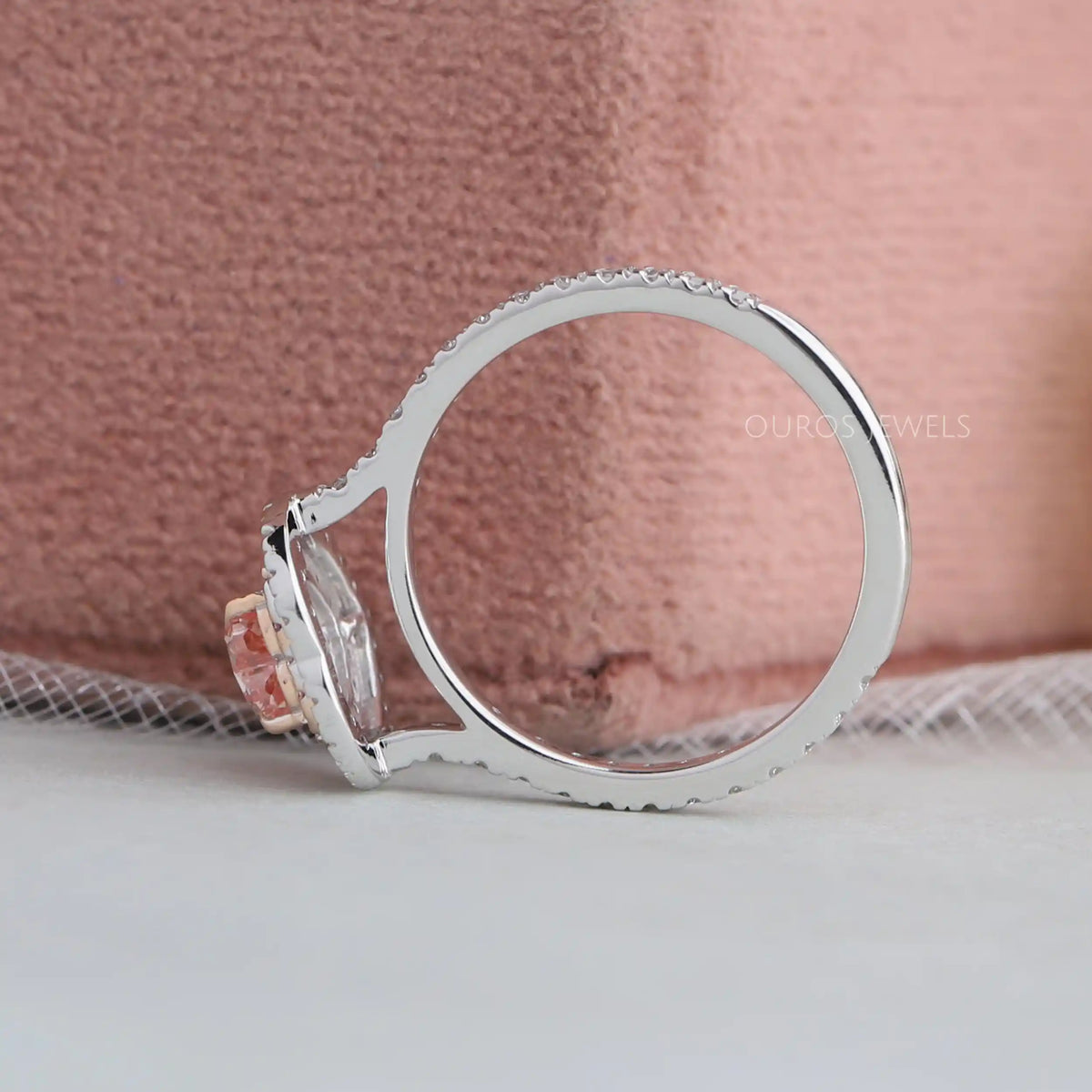 Pink Heart Diamond Double Halo Ring