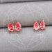 top view pink pear diamond claw prong setting screw back stud earrings rose gold