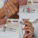 collage's of pink pear cut lab diamond split double halo engagement ring