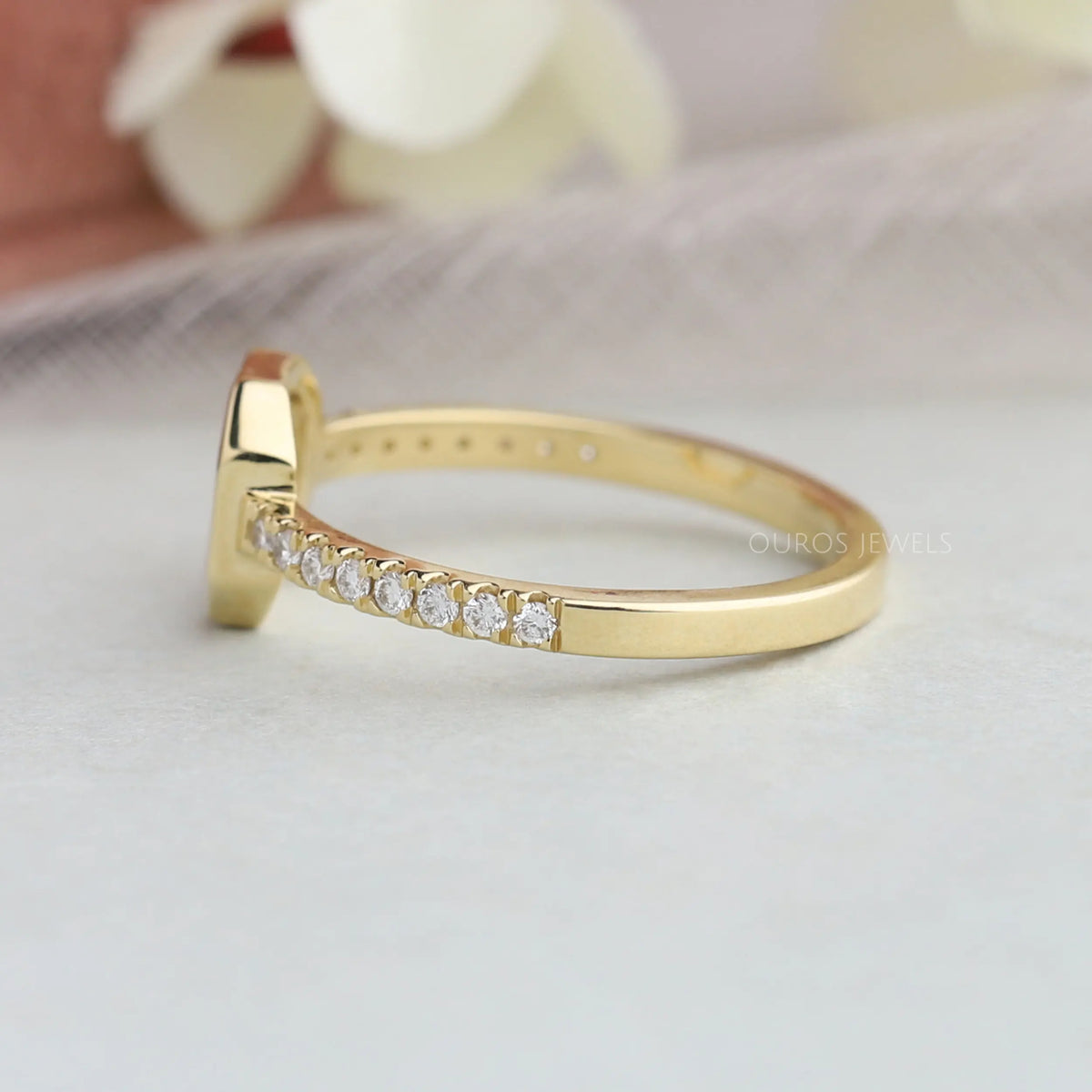 Asscher Cut Portrait Diamond Solitaire Accent Ring