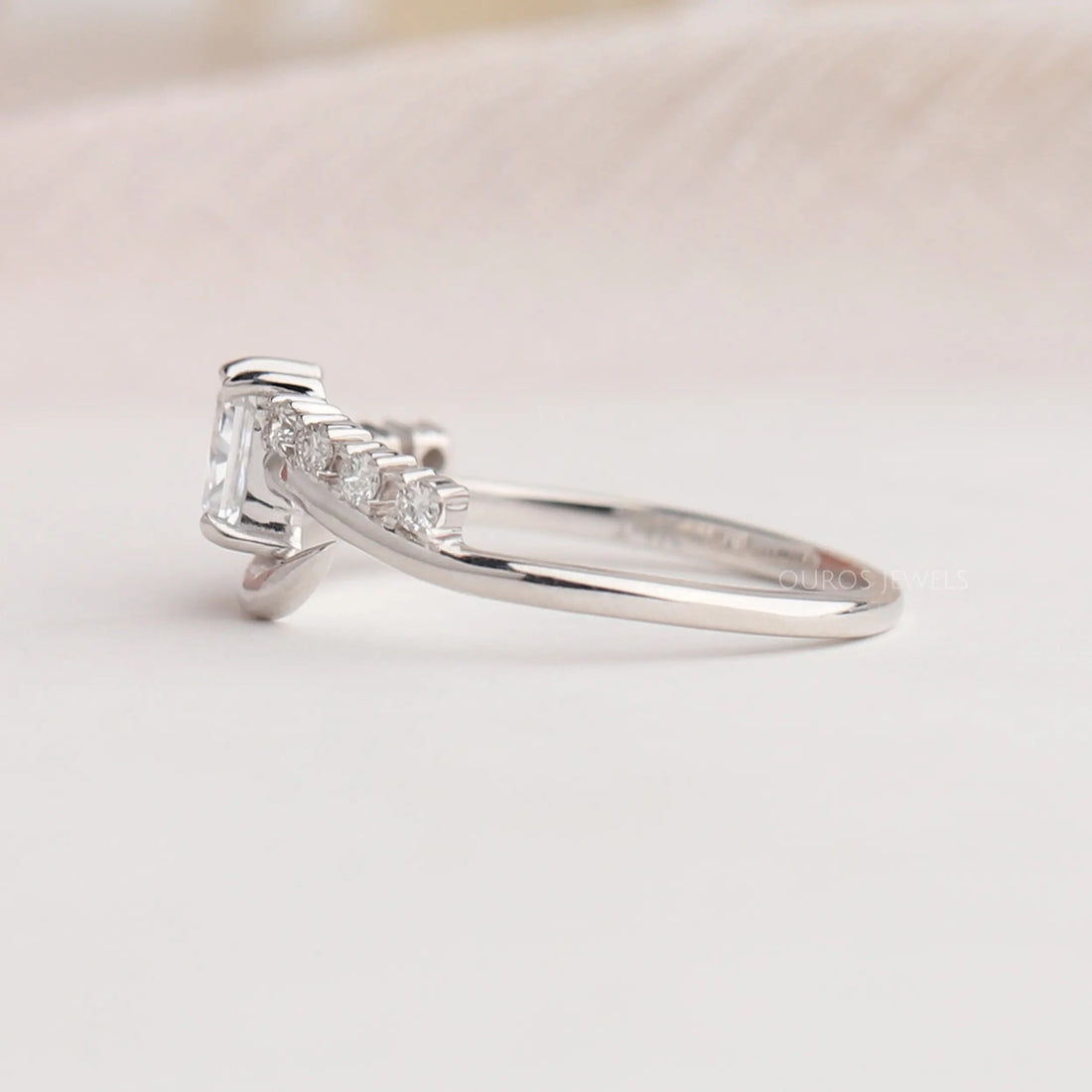 Radiant Cut Accent Diamond Wedding Ring