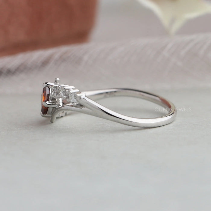 [Side View of Red Asscher Diamond Ring]-[Ouros Jewels]