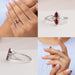collages of red pear-cut lab diamond two-stone dainty colored wedding band