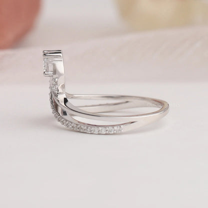 Curved Round Cut Lab Grown Diamond Wedding Band