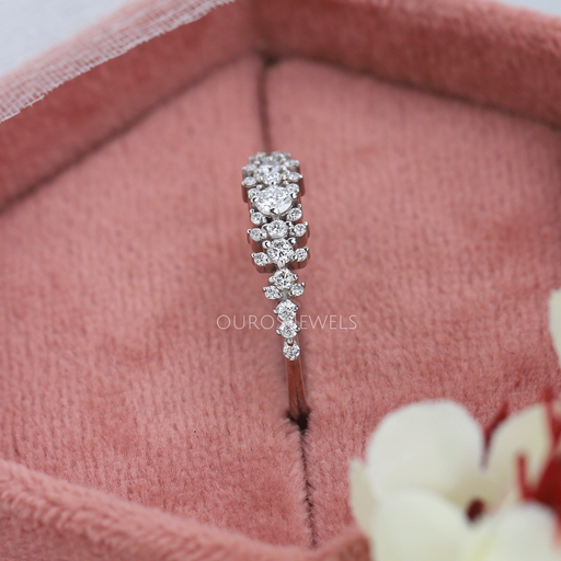 [Round Cut Cluster Diamond Ring In White Gold]-[Ouros Jewels]