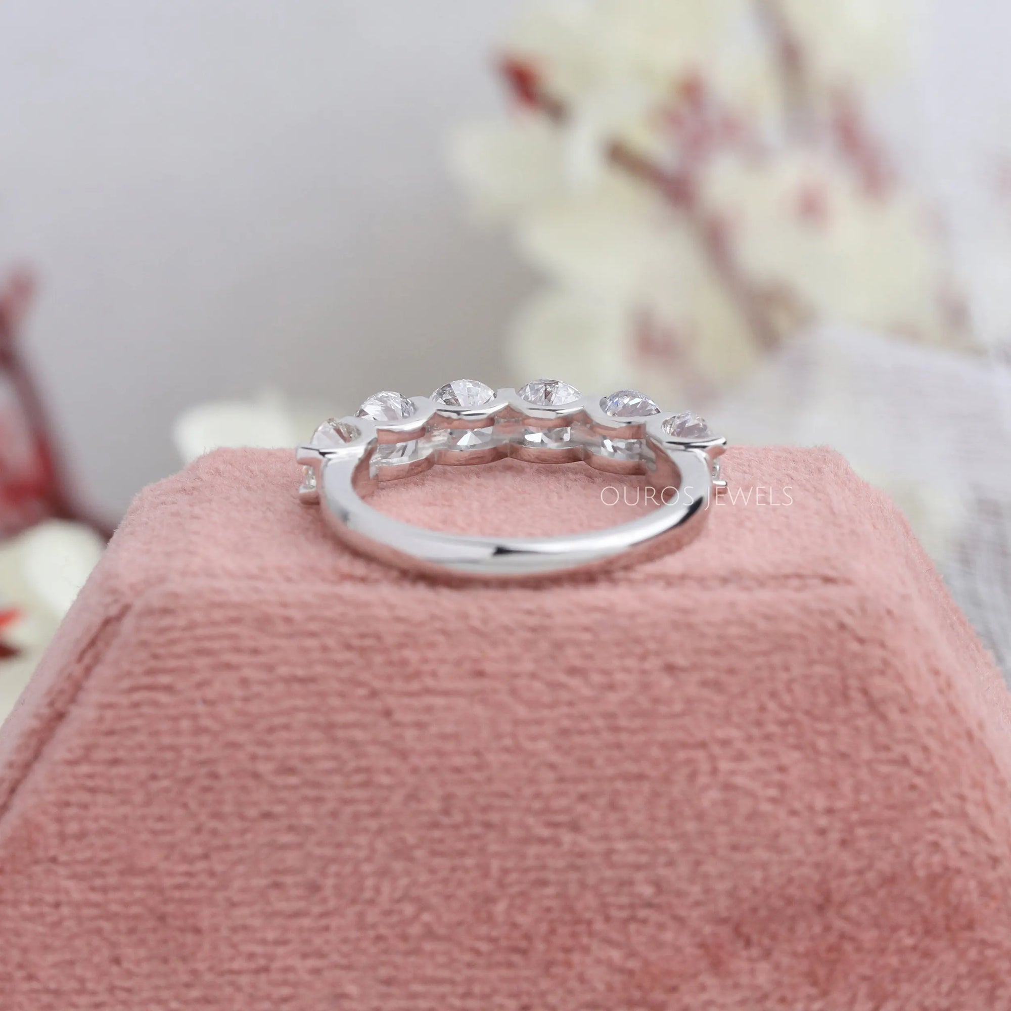 4.60 MM Round Cut Half Wedding Band Rings