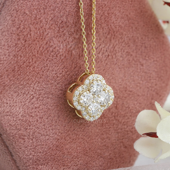 Yellow Gold Diamond Flower Necklace
