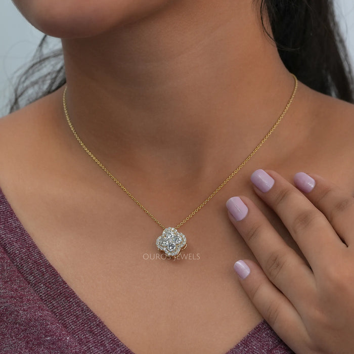 Yellow Gold Diamond Flower Necklace