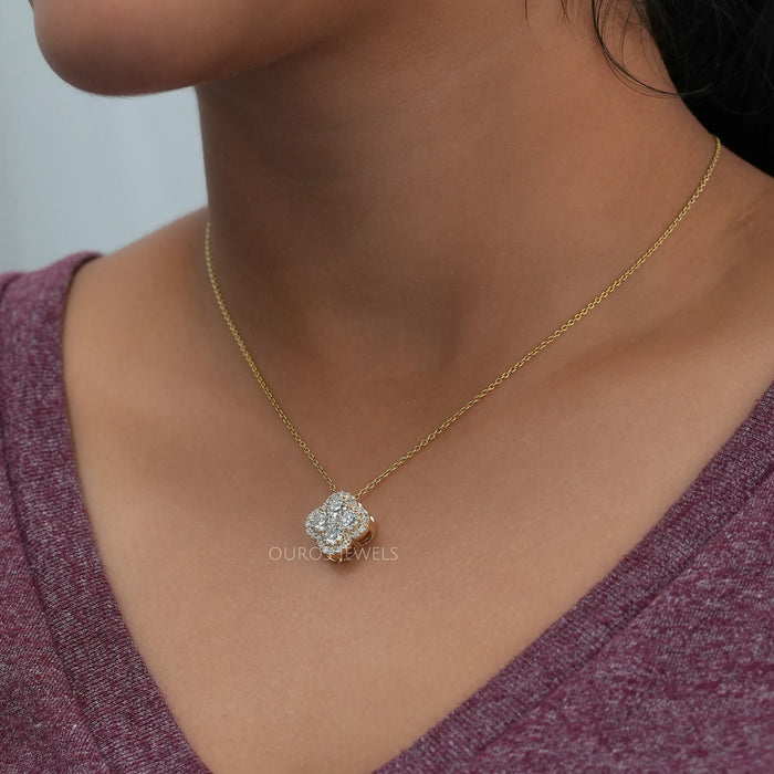 Yellow Gold Diamond Flower Necklace
