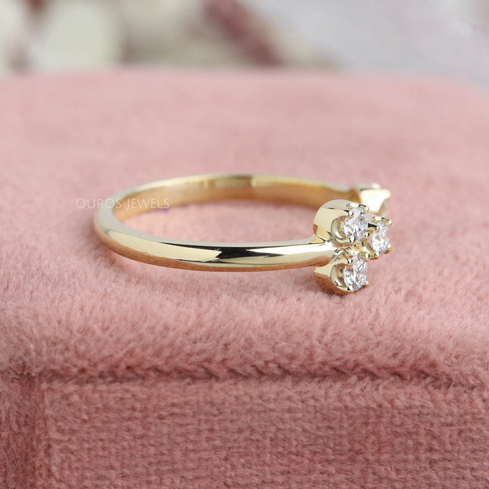 Round Diamond Open Cuff Wedding Band