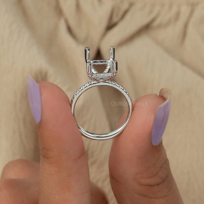 Radiant Shape Semi Mount Hidden Halo Ring