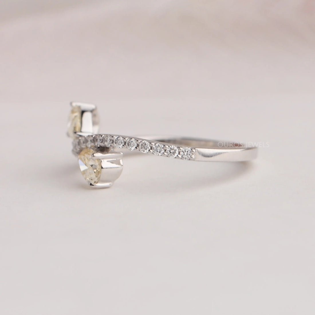 Yellow Pear Diamond Crossover Ring