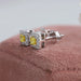 Yellow Princess & Oval Diamond Halo Stud Earrings Earring