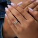 In finger front look of floral shaped lab diamond engagement ring